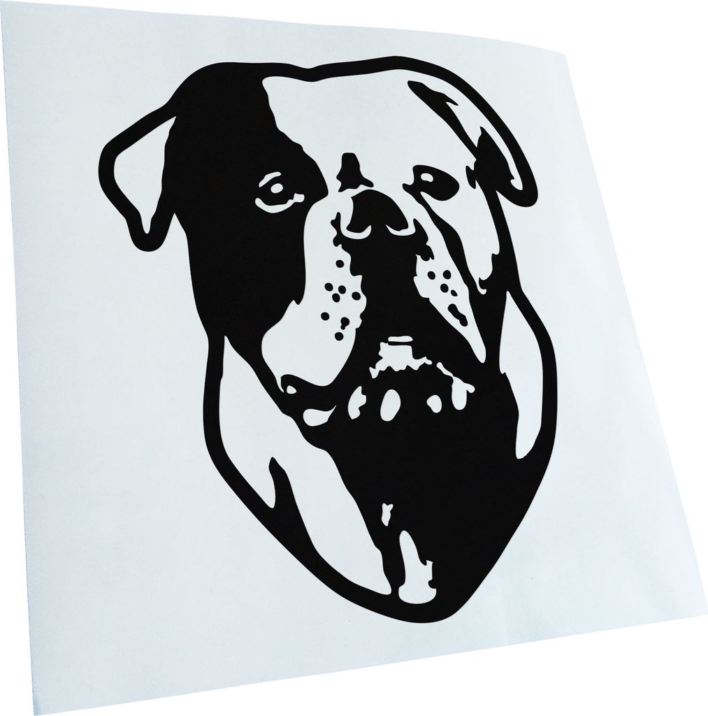 Kiwistar - Autoaufkleber - American Bulldog Hund - Schwarz - 60x50cm - Aufkleber für Auto, Laptop, Fahrrad, LKW, Motorrad mehrfarbig JDM Decal Racing