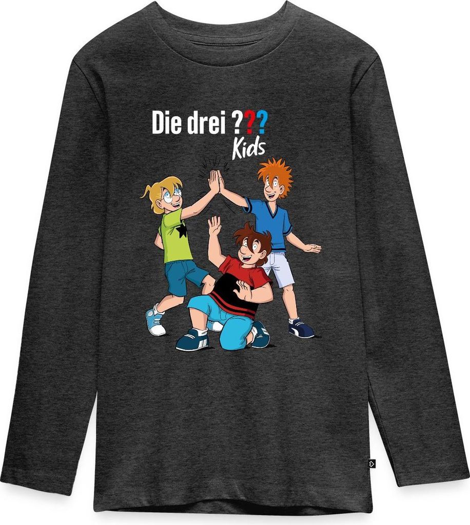 Spreadshirt Die Drei Fragezeichen Kids Detektive Spürnasen Team Teenager Premium Langarmshirt, 158/164 (12 Jahre), Anthrazit meliert