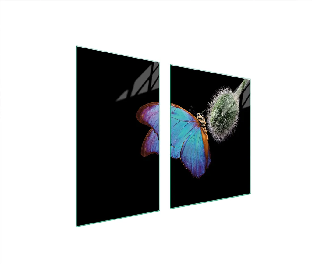 Piastre copri fornelli 2 pezzi 100x52 Copri piano cottura in ceramica tagliere in vetro farfalla colorata