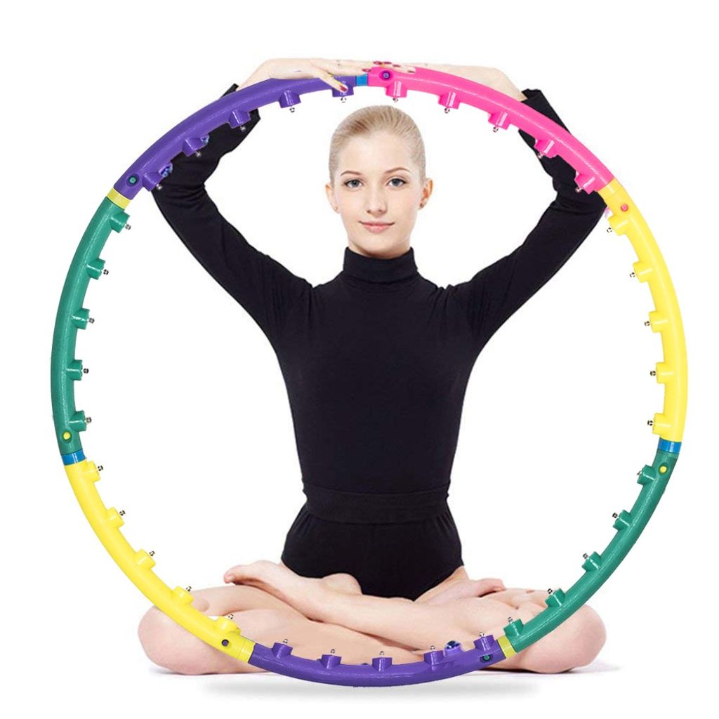 Jinpoli Hula Hoop Reifen mit Magneten Massagenoppen Bauchtrainer 110 cm 1,25 kg 