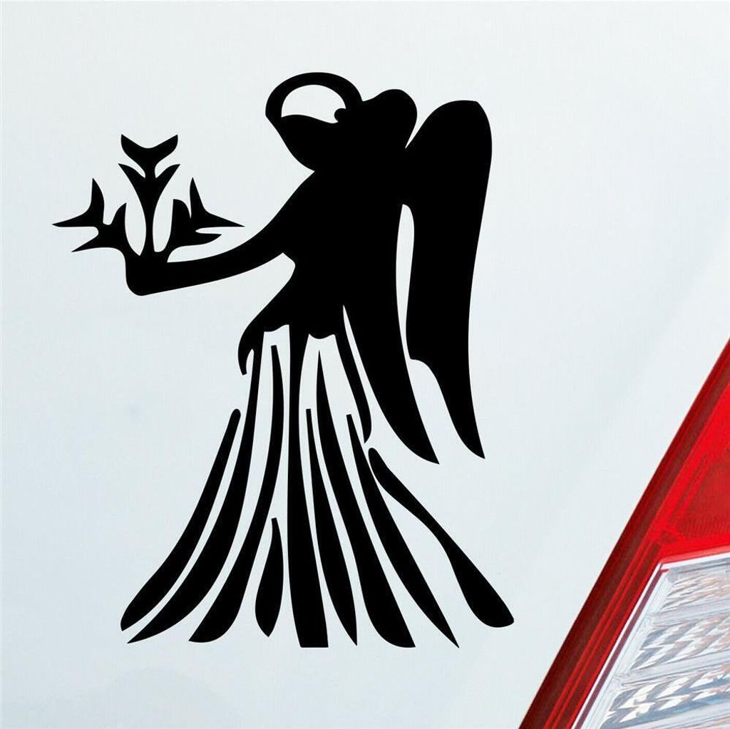 Auto Aufkleber Sternzeichen Jungfrau Tier Motorrad KFZ Roller 10x8 cm Schwarz Matt Sticker Heckscheibenaufkleber