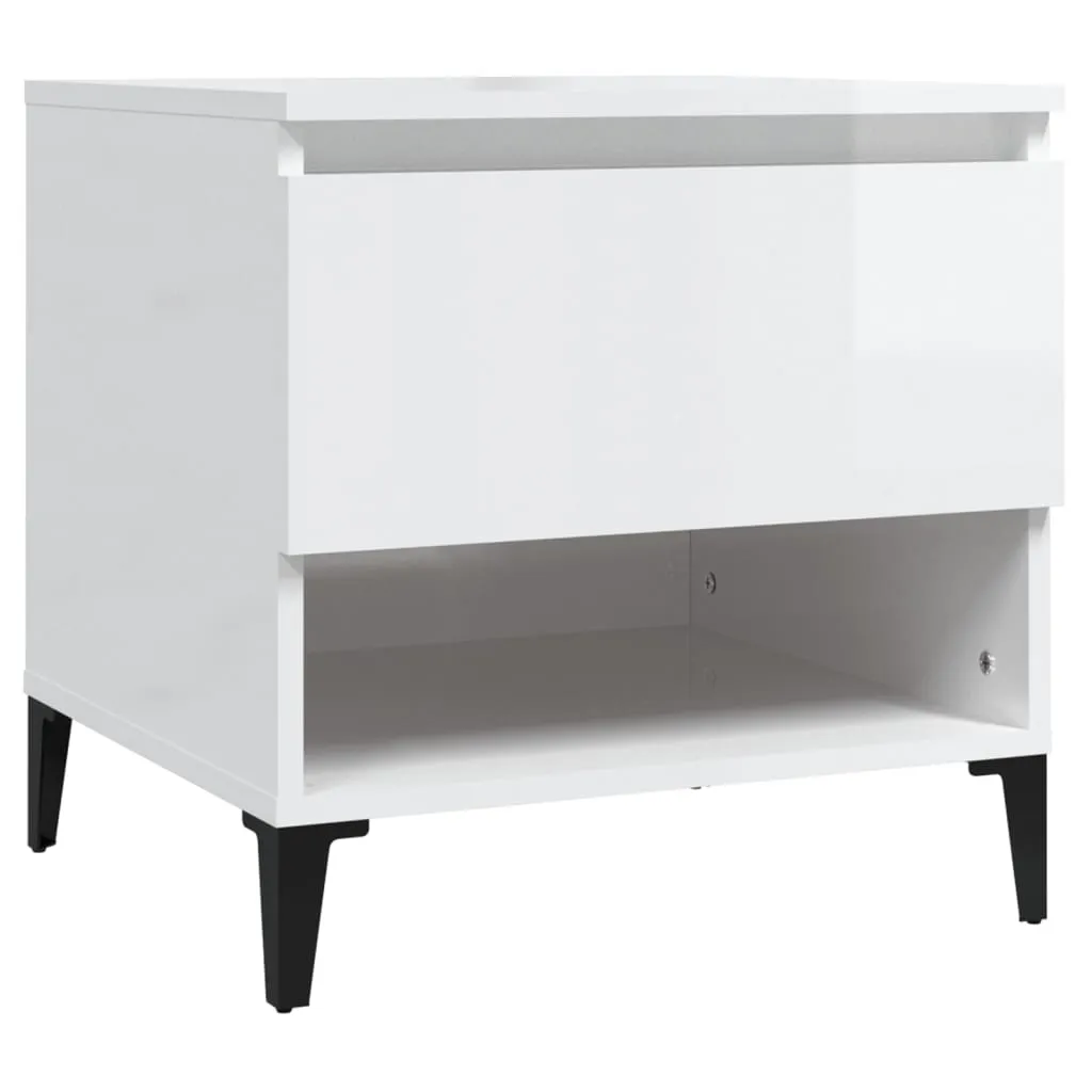 vidaXL Tables d'Appoint 2 pcs Blanc Brillant 50x46x50 cm Bois Ingénierie