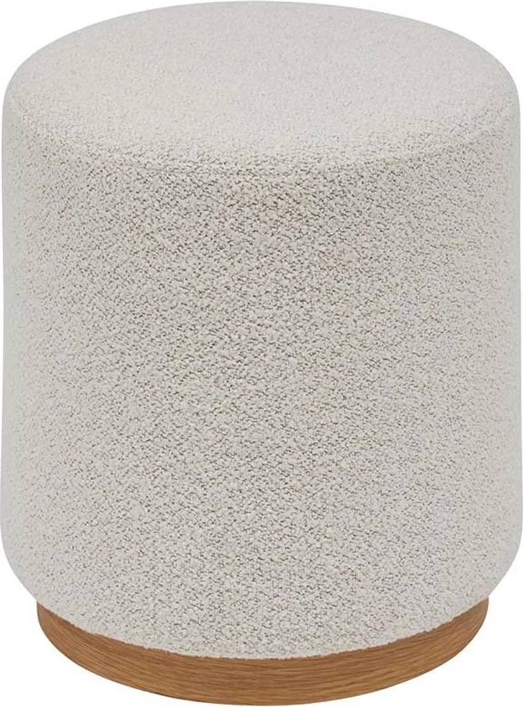 Siège d'Appoint Rond en Tissu Bouclé Blanc Tiane Ø 41 cm Eazy Living