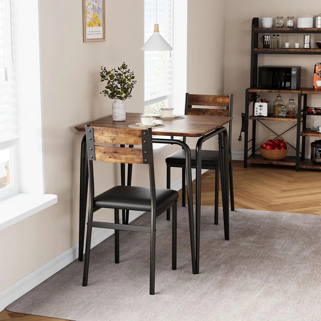 Ensemble repas moderne bois et métal avec assises rembourrées moelleuses - 10