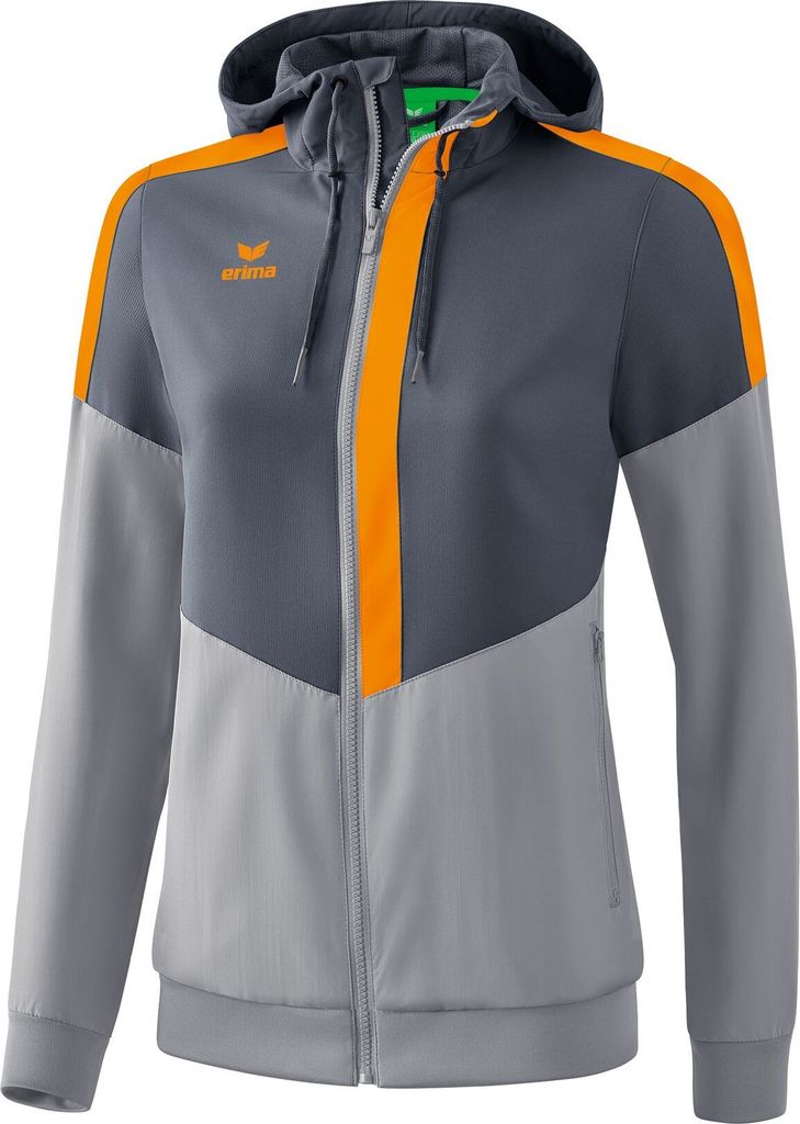 Erima Squad Tracktop Jacke Mit Kapuze Damen - Slate Grey / Monument Grey / New Orange