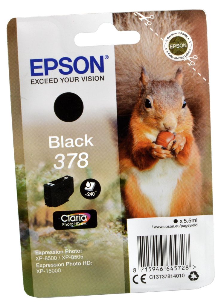 Epson Squirrel Singlepack Black 378 Claria Photo HD Ink, Produktbild 