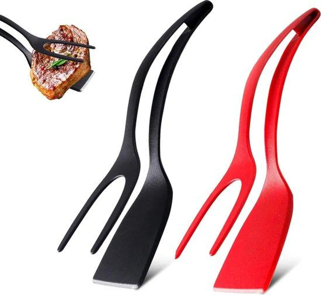 Spatule à œufs 2 en 1 en silicone rouge - Ustensile de cuisine flexible