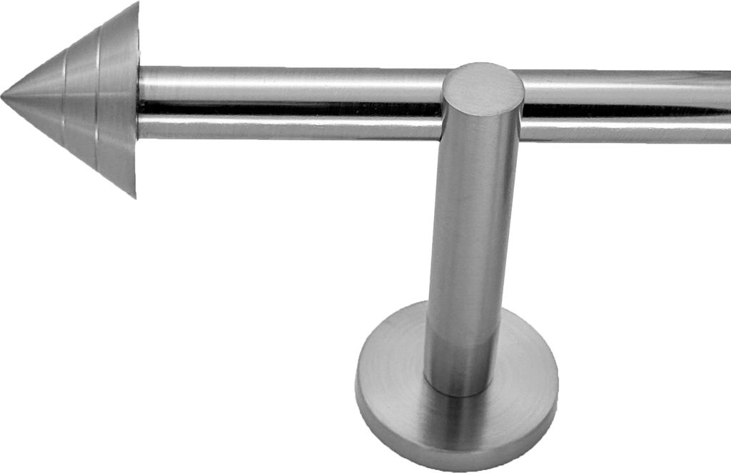 Gardinenstange mit Wandhalterung I Metall Edelstahl Look 1-läufig I Ø 16mm | H12