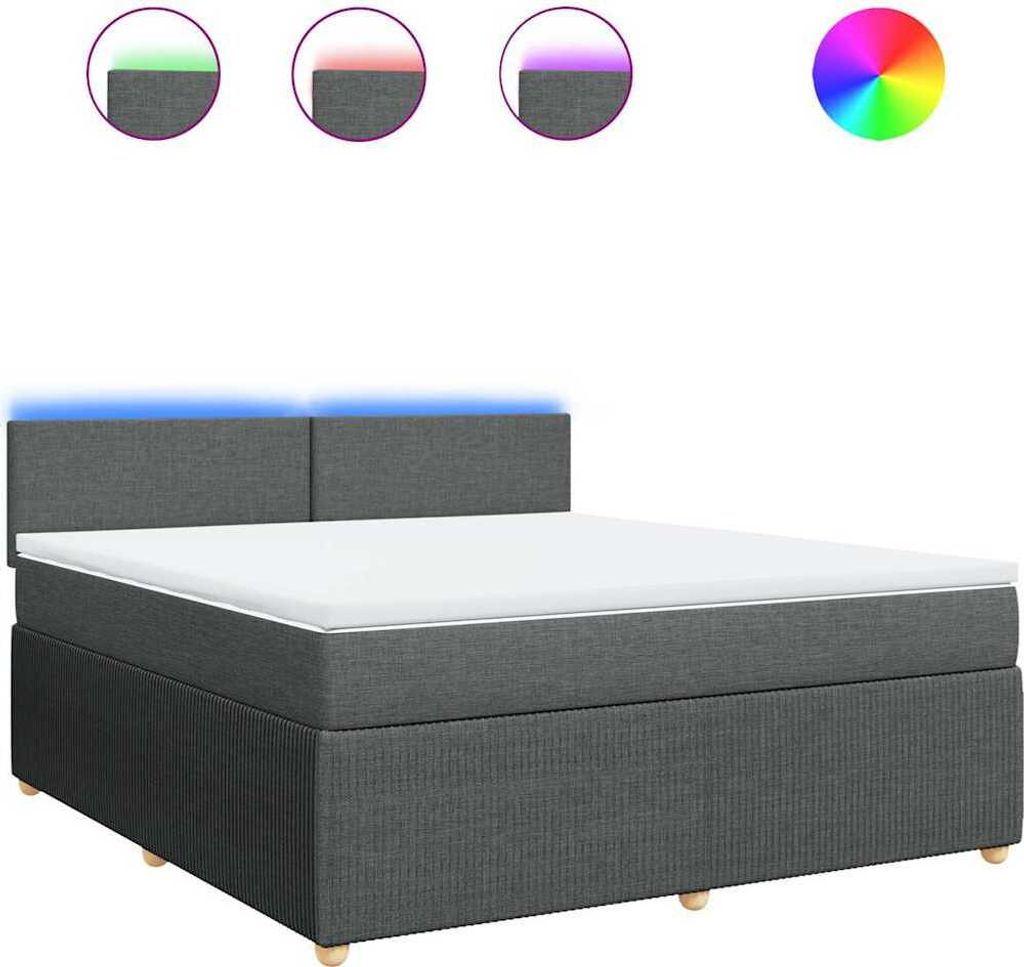 vidaXL Boxspringbed met matras, donkergrijs, 180x200 cm, Productafbeelding 