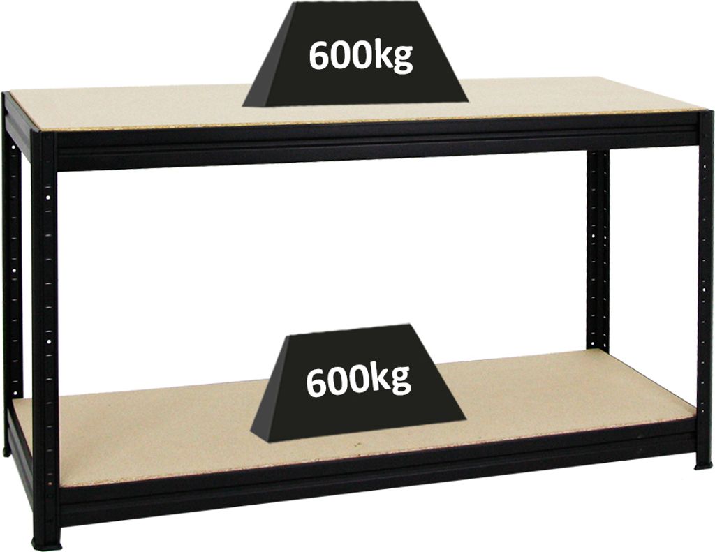 Höhenverstellbare Werkbank DINO | HxBxT 90x160x60cm | Traglast 600 kg | Schwarz