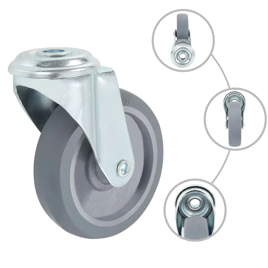 Roulettes Pivotantes Silencieuses 100 mm en Caoutchouc avec Fixation Vis