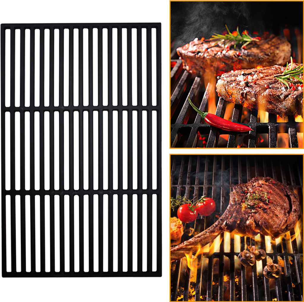 Hengda Grillrost 41.5x27.5cm, emailliert Gussrost für Holzkohlegrill, Schwarz