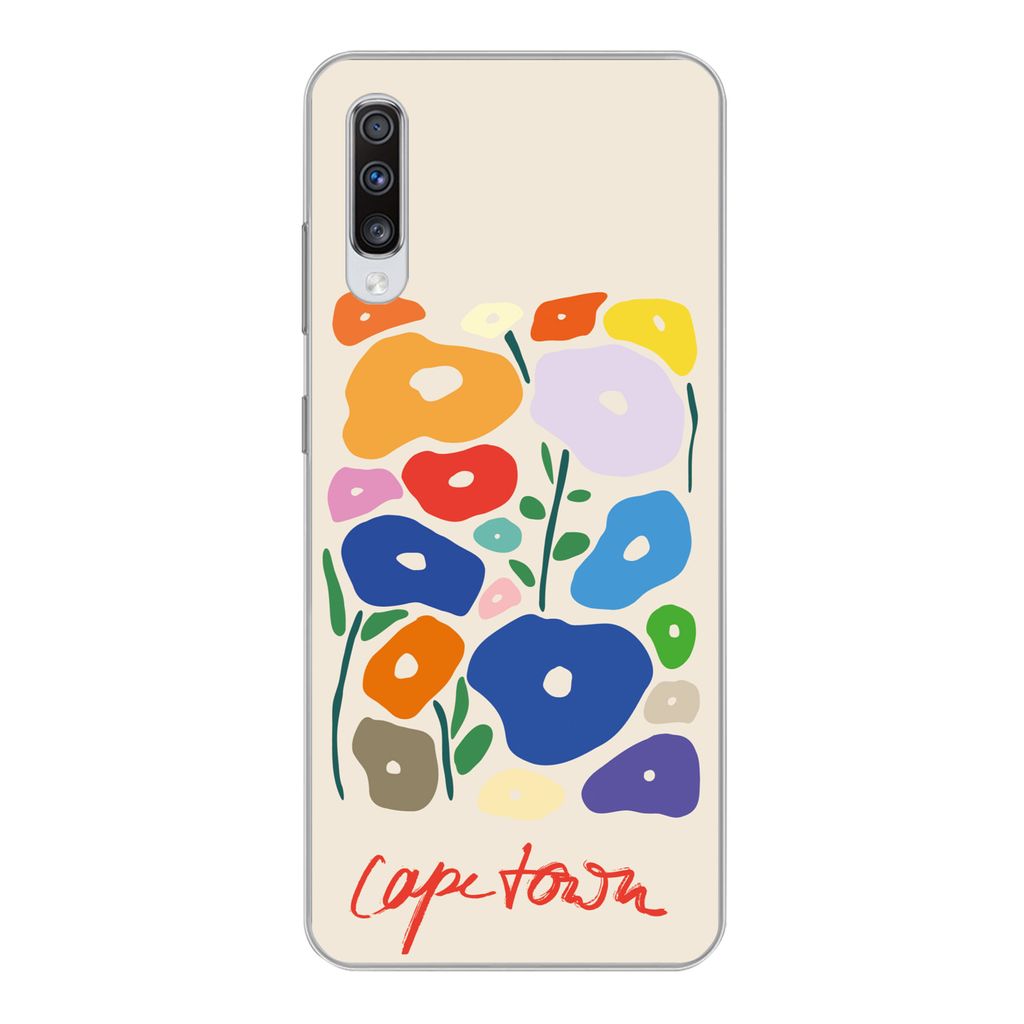 MuchoWow Handyhülle Schutzhülle Hülle für Samsung Galaxy A70 Blume - Abstrakt - Südafrika Silikon Softcase Handy Hülle - Schutzhaube