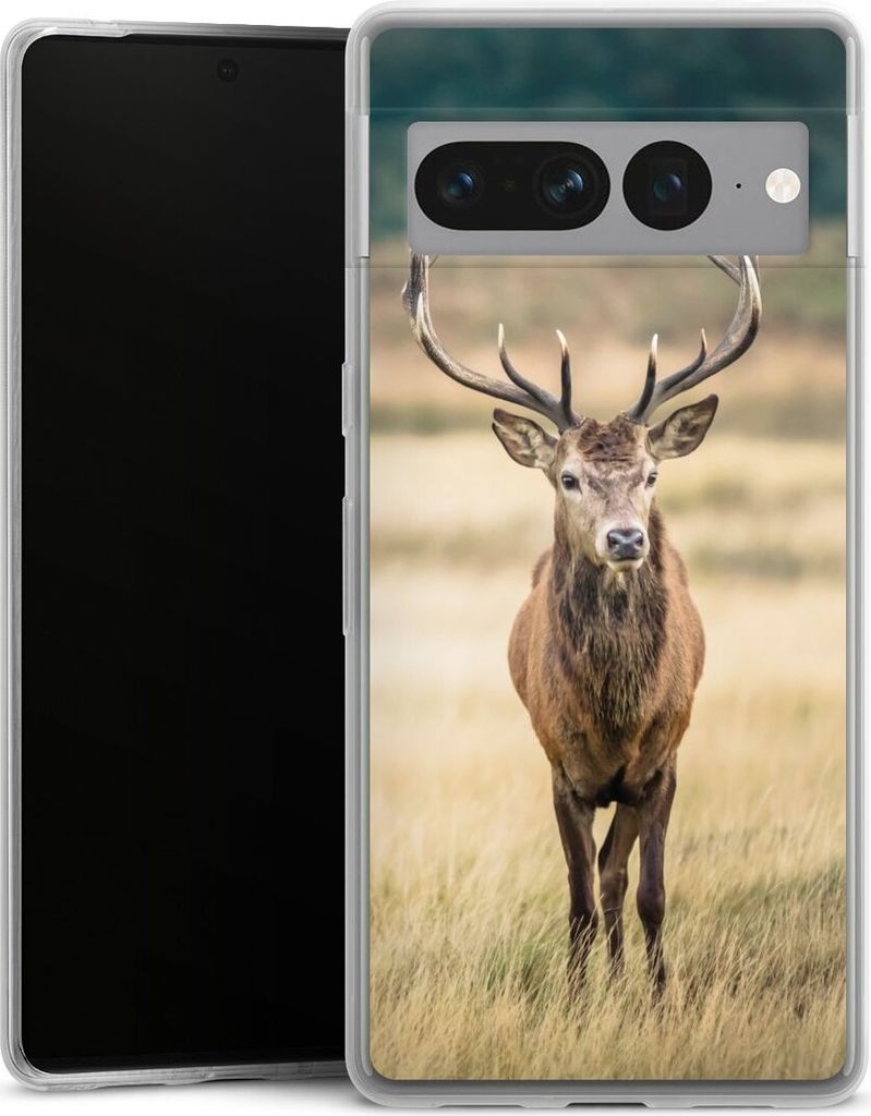 DeinDesign Slim Hülle für Google Pixel 7 Pro Silikon Case Ultra Dünn Handyhülle Hirsch Wald Wiese
