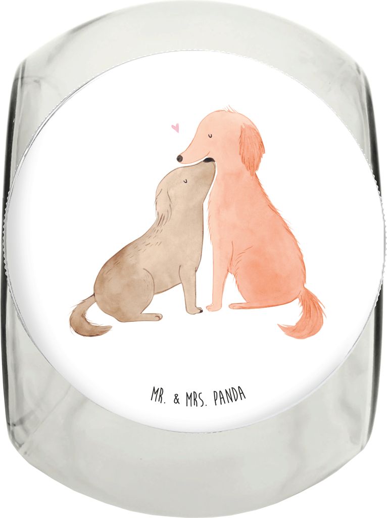 Mr. & Mrs. Panda Dose Hunde Liebe XL 2000ml - Weiß - Geschenk, Tierfutterbehälter, Herz, Kuss, Bonbonglas, Kuscheln, Vorratsglas, Sprüche, Vorra...