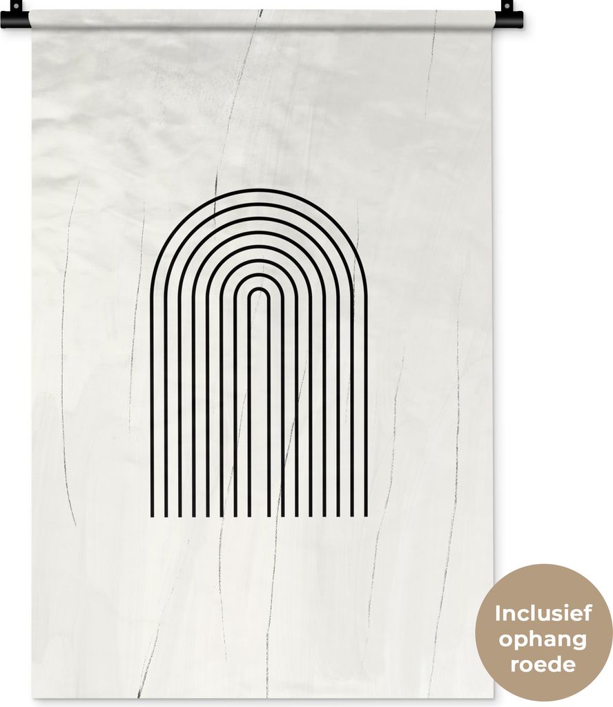 MuchoWow® Wandteppich Wandbehang Kunst - Bogen - Schwarz - Produktbild 