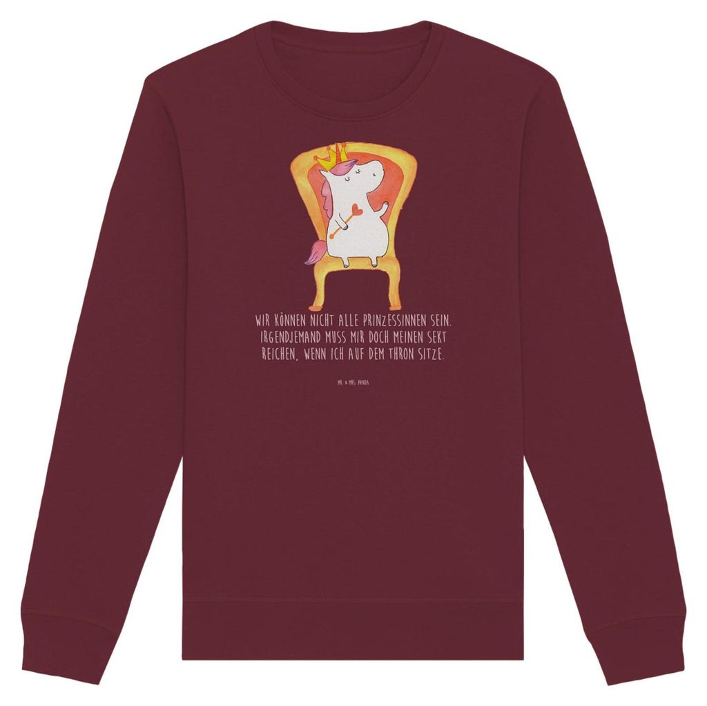 Mr. & Mrs. Panda Bio Baumwoll Pullover Einhorn Prinzessin Größe XS - Burgundy - Geschenk, Geburtstag, Geburtstagsgeschenk, Sweatshirt, Monat, Swe...