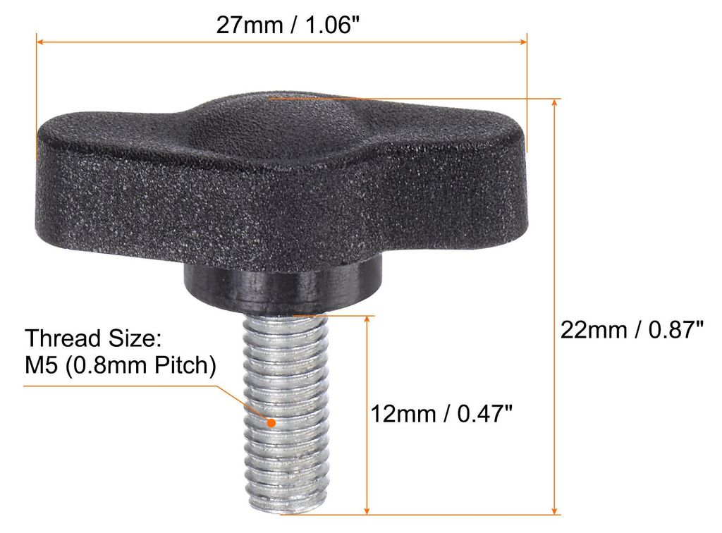 20 Stš¹ck R?ndelschrauben mit T Flš¹gelkn?pfe M5 x 12mm Kunststoff T-Kopf Gewindebolzen Klemmschraube Flš¹gelschraube Haltegriffe 27mm Klemmk...