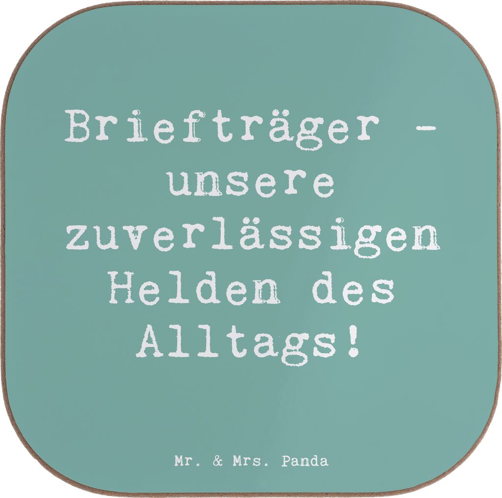 Mr. & Mrs. Panda Tischuntersetzer Spruch Briefträger Helden - Meeresbrise - Geschenk, Holzuntersetzer, gute Laune, Danke sagen, Dankeschön, Pünk...