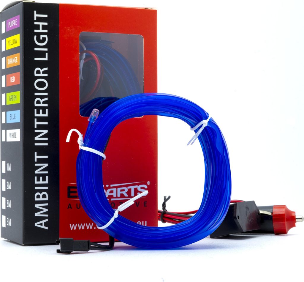 LED Auto Lichtleiter Umgebungslicht 12V Blau 5 Meter