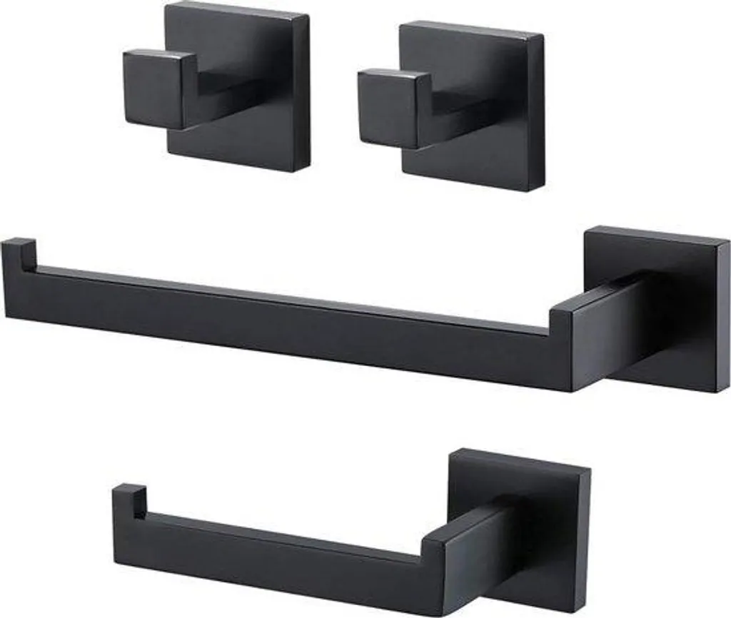 Ensemble salle de bain anti-rouille 4 pièces acier inoxydable noir mat