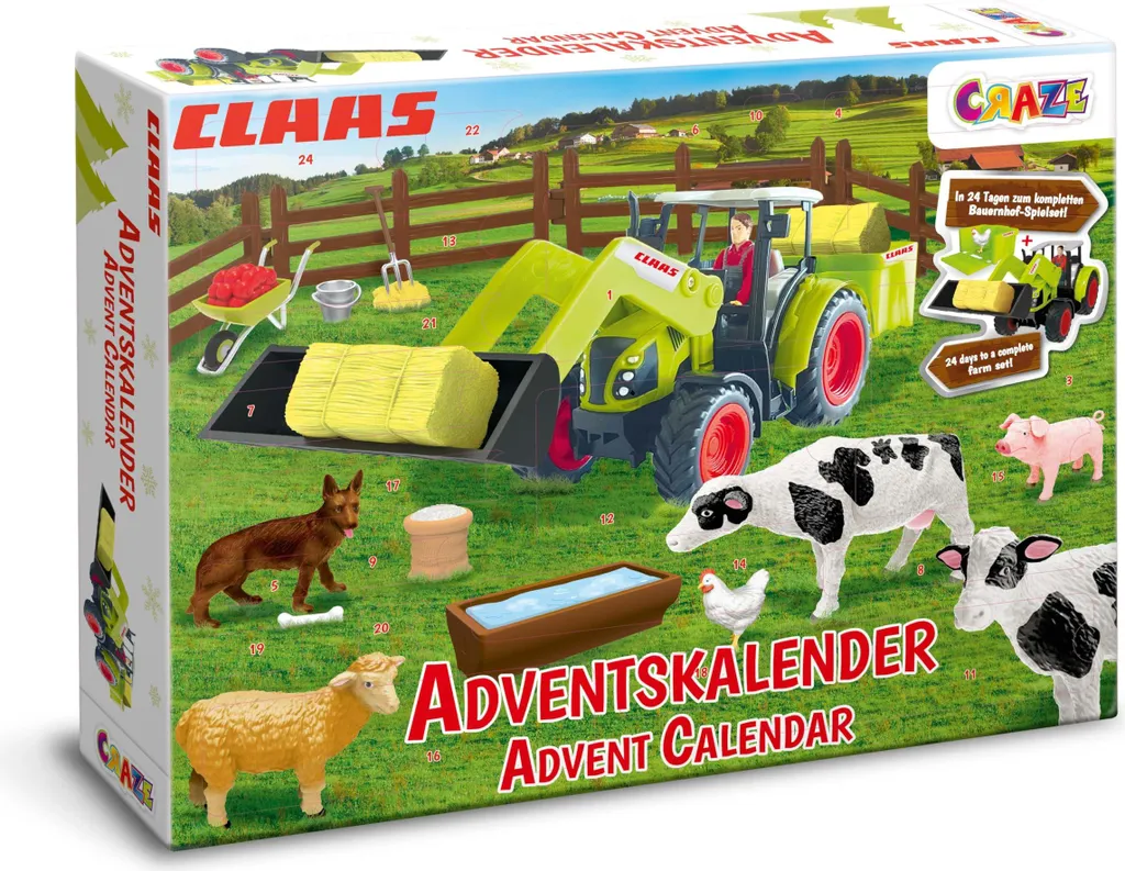 Calendrier de l'Avent Ferme avec Tracteur CLAAS pour Enfant CRAZE