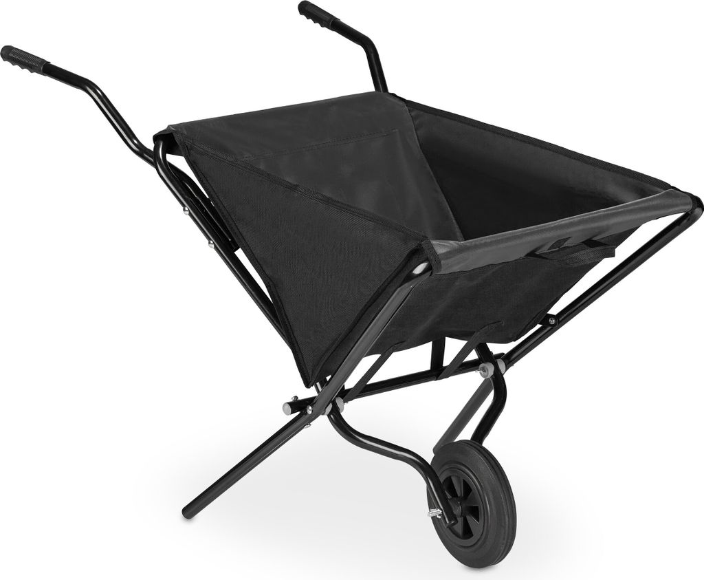 Klappbare Schubkarre - pannensicherer Reifen - Stahl - 46 Liter - zusammenklappbar - schwarz