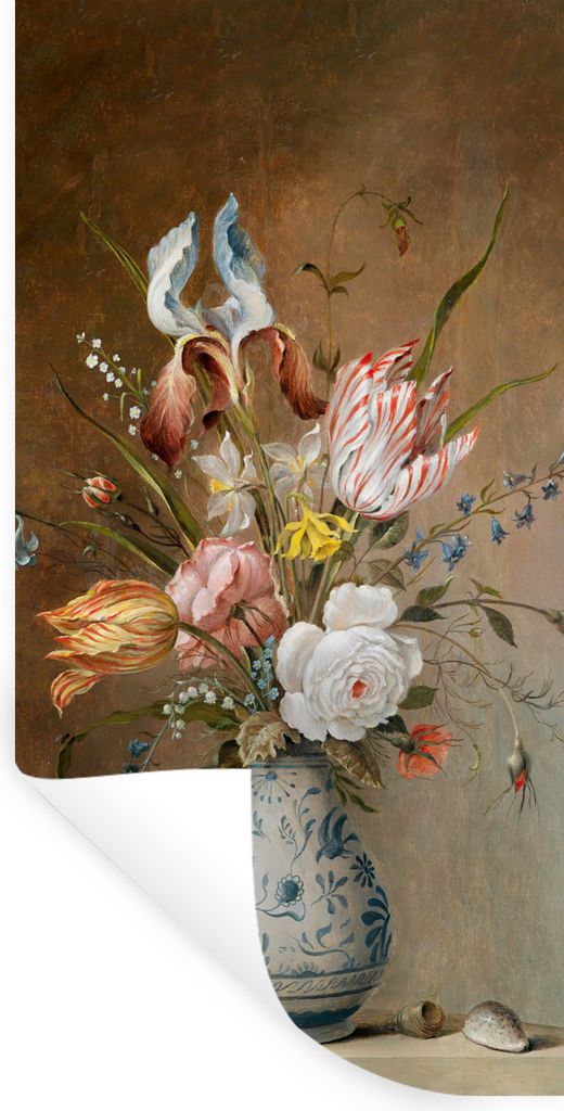 MuchoWow Wandtattoo Wandsticker Wandaufkleber Stilleben mit Blumen - Balthasar van der Ast - Alte Meister 40x80 cm Selbstklebend und Repositionie...