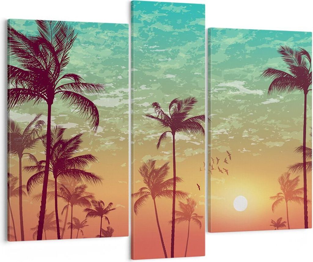 Bild auf Leinwand - Leinwandbild - Horizont Küste Kokosnuss Himmel - 95x80cm - Wand Bild - Wanddeko - Leinwanddruck - Bilder - Kunstdruck - Wandde...