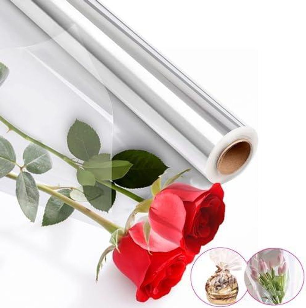 Geschenkfolie Transparent, 80CM x 30M Cellophan Geschenkpapier Rolle, Geschenkpapier Durchsichtige Folie Cellophanfolie Blumenfolie für Blumen Ges...