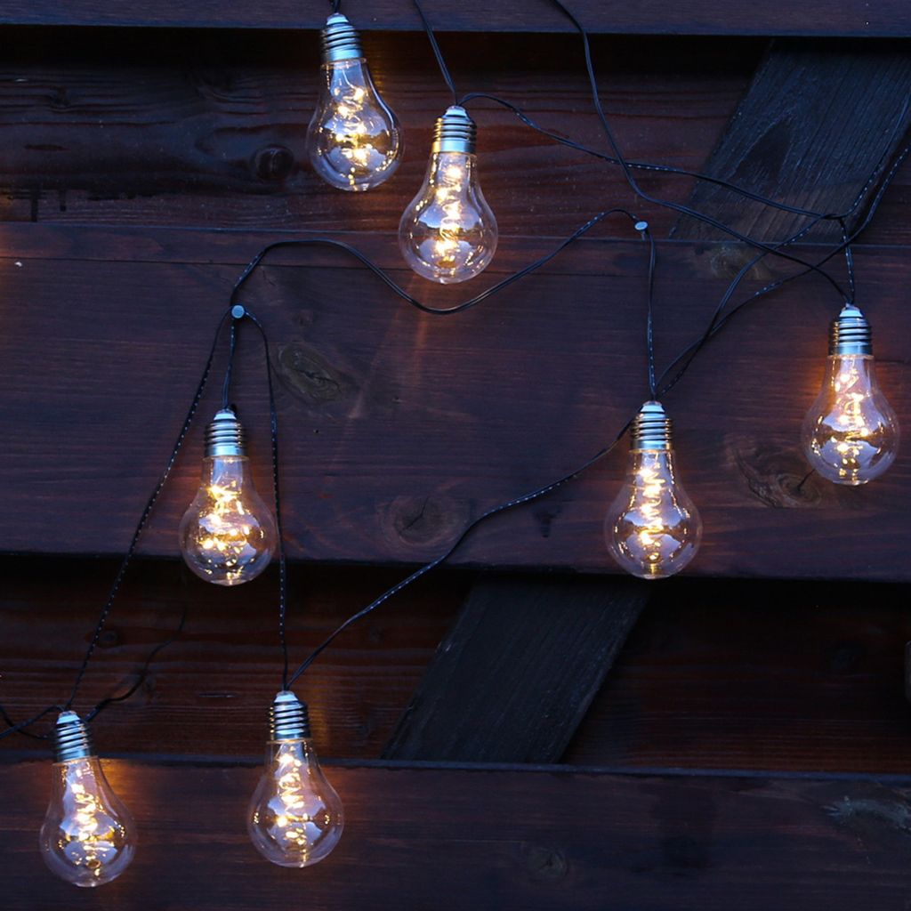 LED Solar Lichterkette mit 10 transparenten Glühbirnen mit Drahtlichterkette - 2 Funkt. - L: 4,5m