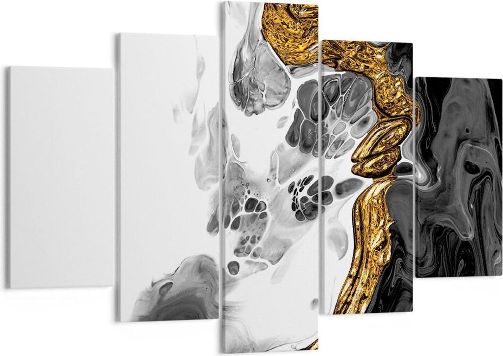 Bild auf Leinwand - Leinwandbild - 5 Teile - Abstraktion verschüttet Kontrast - 150x100cm - Wand Bild - Wanddeko - Wandbilder - Leinwanddruck - Bi...
