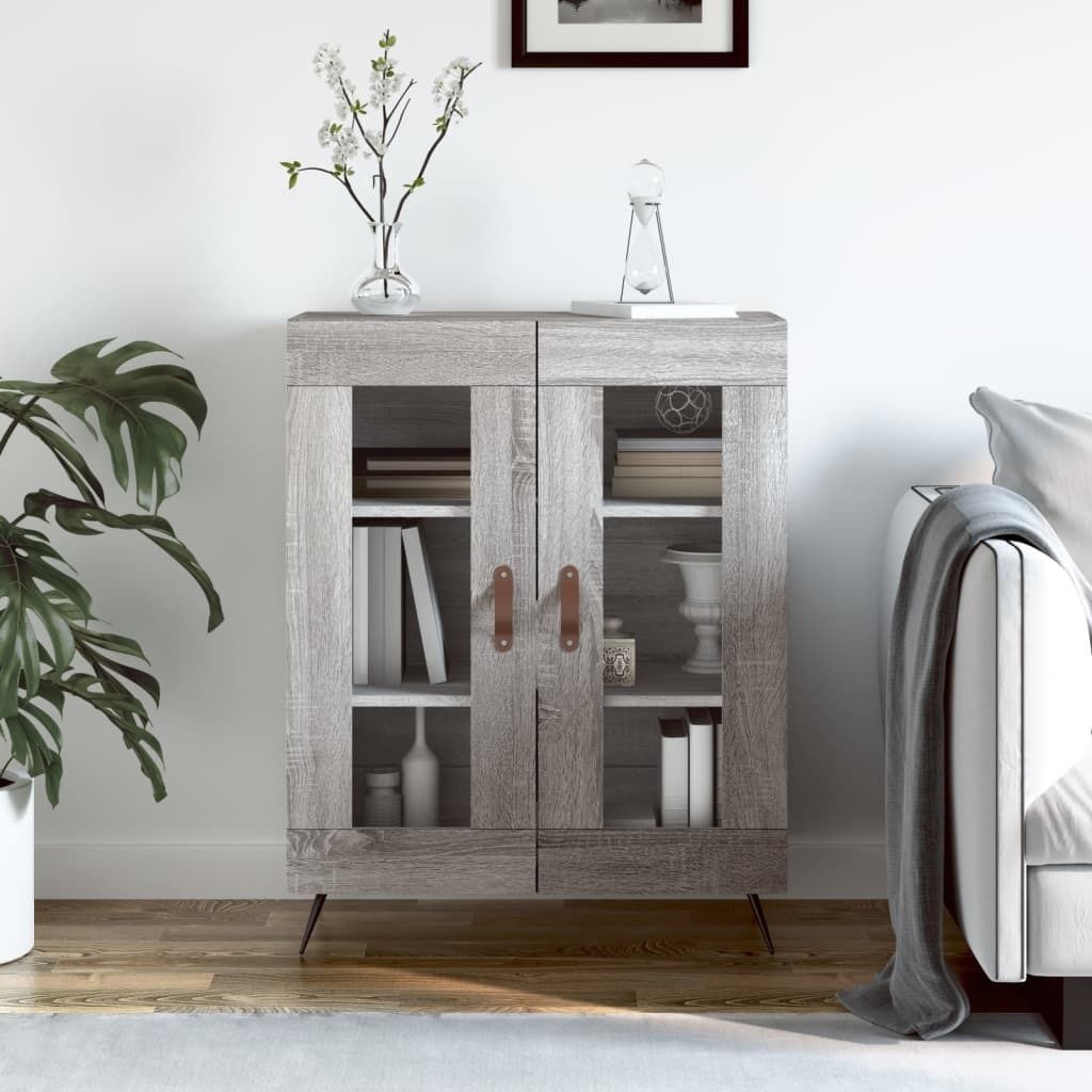"Rabatt" Mehrzweckschrank/Vitrine/Sideboard - Modernes Design - Grau Sonoma 69,5x34x90 cm Holzwerkstoff - Kommoden CC22327
