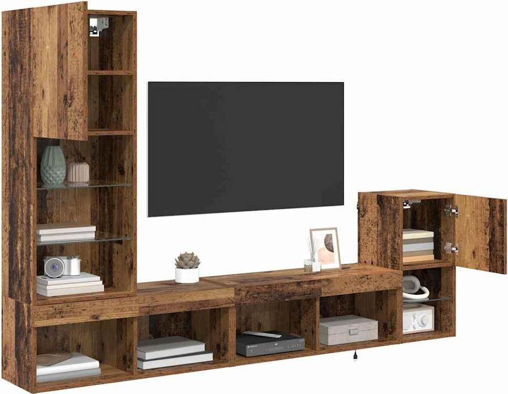 (Robust Möbel) TV-Wandgeräte mit LED-Lichtleisten Altholz Holzwerkstoff - CL645389 - TV-Schränke