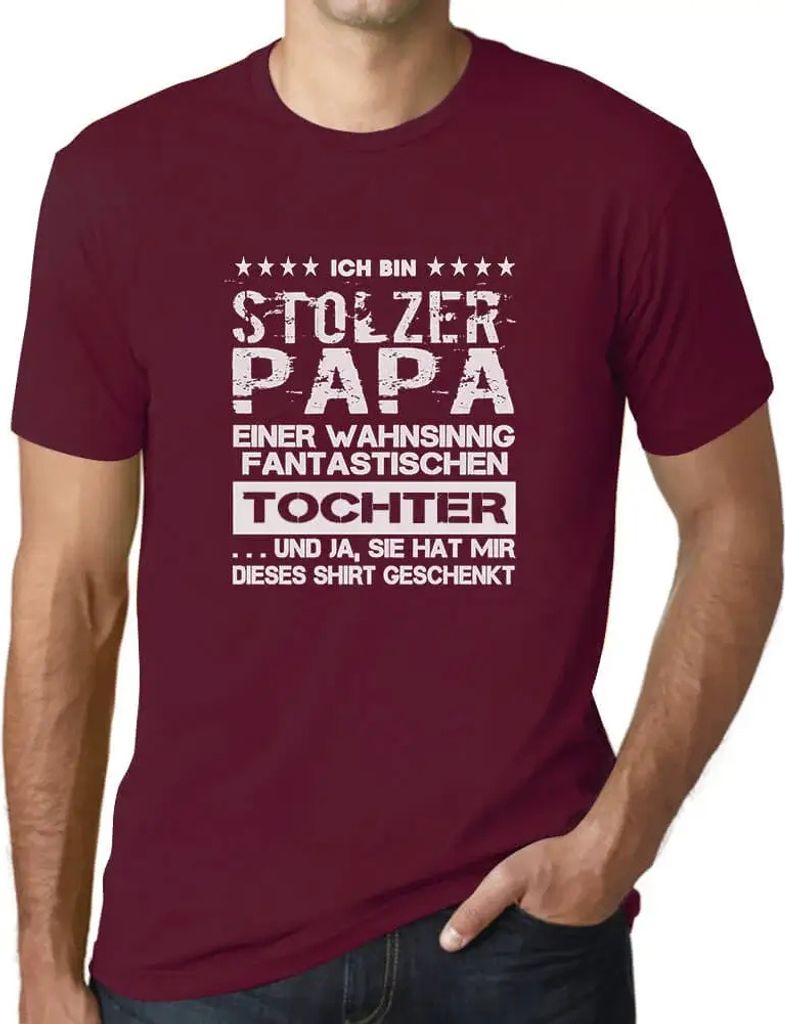 Herren Grafik T-Shirt Stolzer Papa Öko-Verantwortlich Vintage Jahrgang Kurzarm Lustige Druck Geburtstag Geschenk Mann