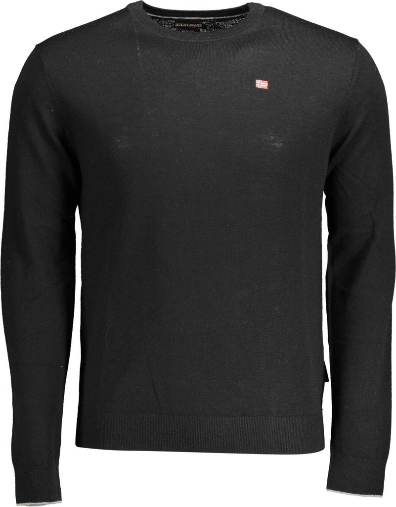 Schwarzer Herrenpullover mit Logo-Stickerei und Rundhalsausschnitt