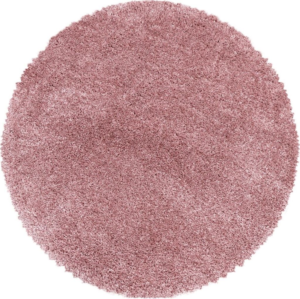 Hochflor Teppich Francesca rund, Farbe: Rosa, Größe:80 cm rund