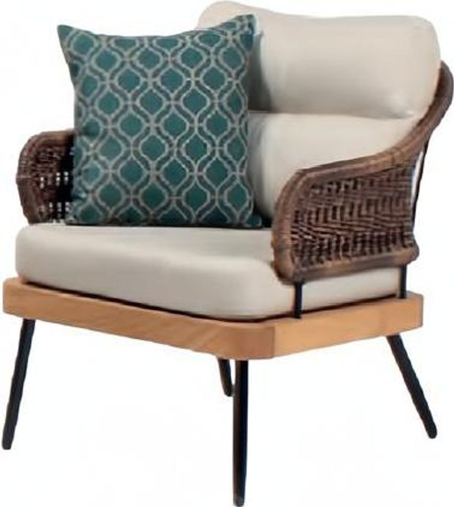 Sessel Beige Design Couch Sofa Relax Hochwertig Rattan Polster Sitzer Luxus