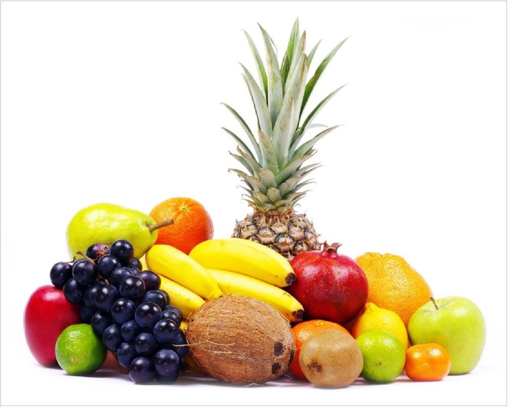 Wallario Poster - Gemischtes Obst aus aller Welt - Exotische Obstsammlung, Kunstdruck Größe: 40 x 50 cm