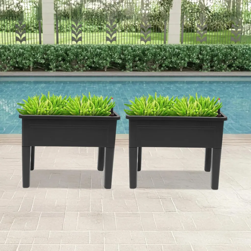 Jardinière rectangulaire pour balcon et terrasse lot de 2 bacs extérieurs - 3