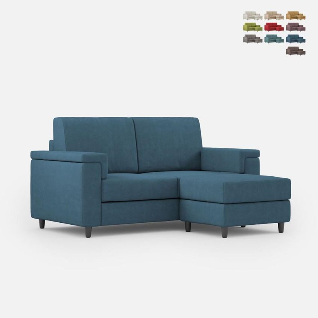 Modernes 2-Sitzer Sofa mit Pouf aus Stoff Marrak 120P - Blau