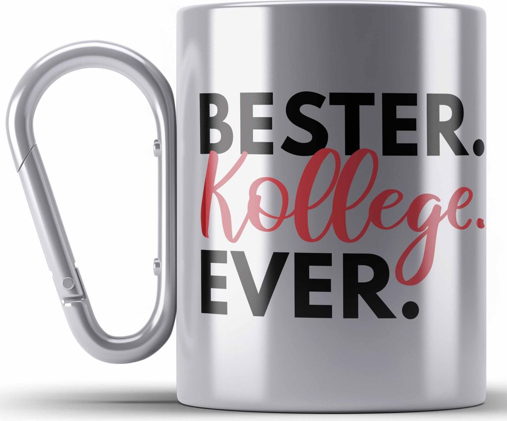 Trendation - Bester Kollege Edelstahl Tasse Karabiner Geschenk Lieblingskollege Abschiedsgeschenk Karabiner Edelstahl Tasse Karabiner Edelstahl Kol...