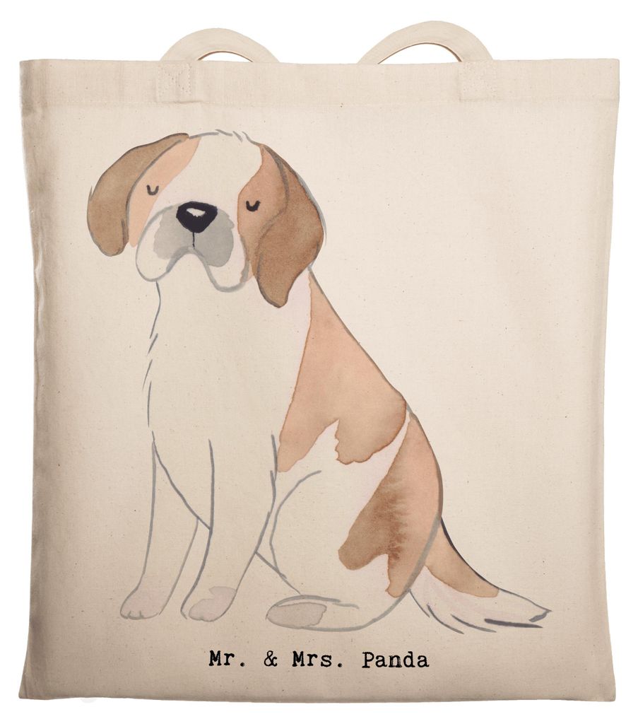 Mr. & Mrs. Panda totebag Saint Bernard Moment - Transparent - Geschenk, Uni Tasche, St. Bernhardshund, Tote Bag, Perro San Bernardo, Dog, Chien Du ...