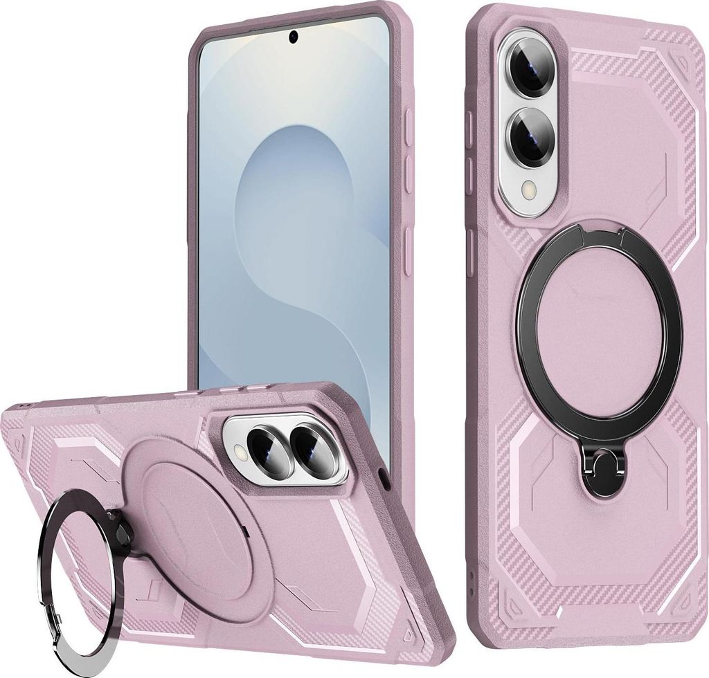 MagSafe Hülle für Samsung Galaxy S25 Edge - Phonesta IronLock Back Cover mit Ring - Rosa