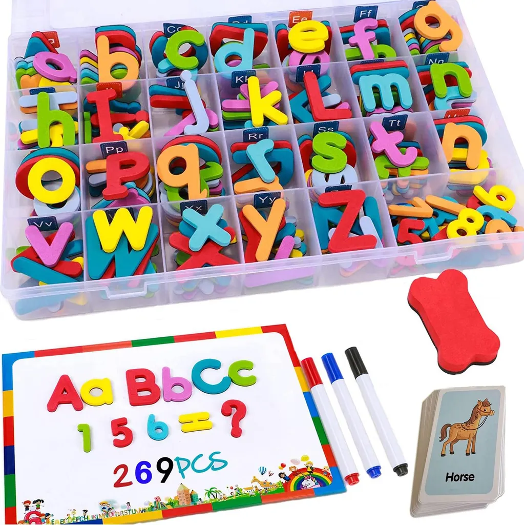 Kit alphabet magnétique 208 lettres avec tableau et cartes de mots