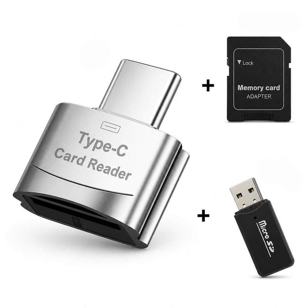 USB-C & USB-A Kartenleser MicroSD TF SD Card Reader OTG Speicherkartenleser für Smartphone Tablet Laptop PC MacBook inkl. SD Kartenadapter