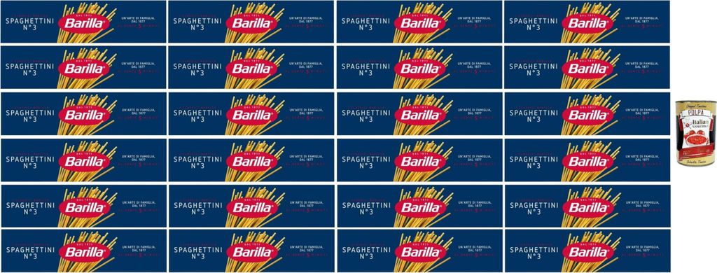 Barilla Spaghettini N.3 – 24×500 g feine italienische Pasta aus 100% Hartweizengrieß, perfekt für leichte Tomaten- & Fischsaucen, al dente in ...