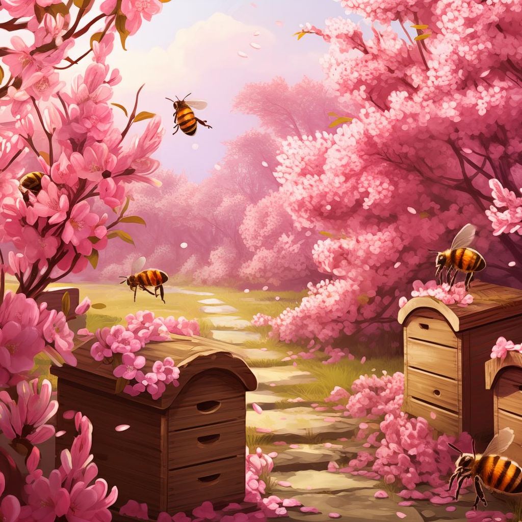 Plakat 60x60cm Leben in Bienenstöcken