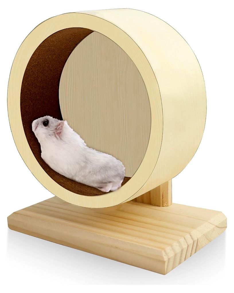 Hamsterrad aus Holz, 15 cm Laufrad für Hamster, leises Hamsterrad für Zwerghamster und Degus
