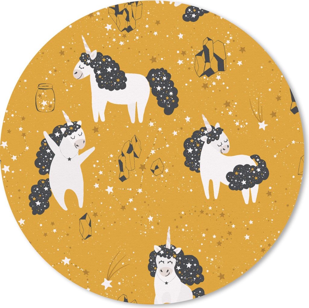 MuchoWow Mauspad Mousepad Mädchen - Einhorn - Sterne - Muster - Mädchen - Kinder - Kinder - Kind 20x20 cm - Mousepads - Maus Mat - Pad - Mausun...